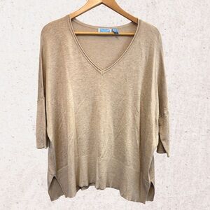 Survival Tan V-Neck Sweater Relaxed Fit